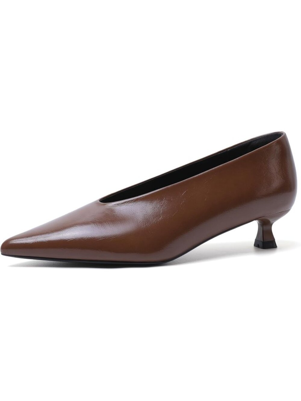Women's Choc Brown Kitten Heels Pointed Closed Toe Heels Low Pumps for Party